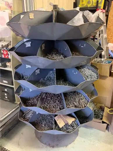Nail bin for bulk purchases of various nails